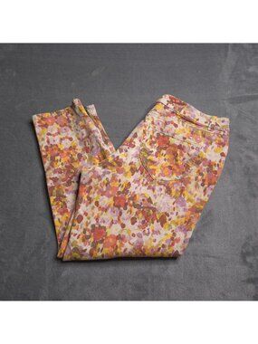 Coldwater Creek Womens Floral Cropped Jeans 10 Water Colors Mid Rise Zipper